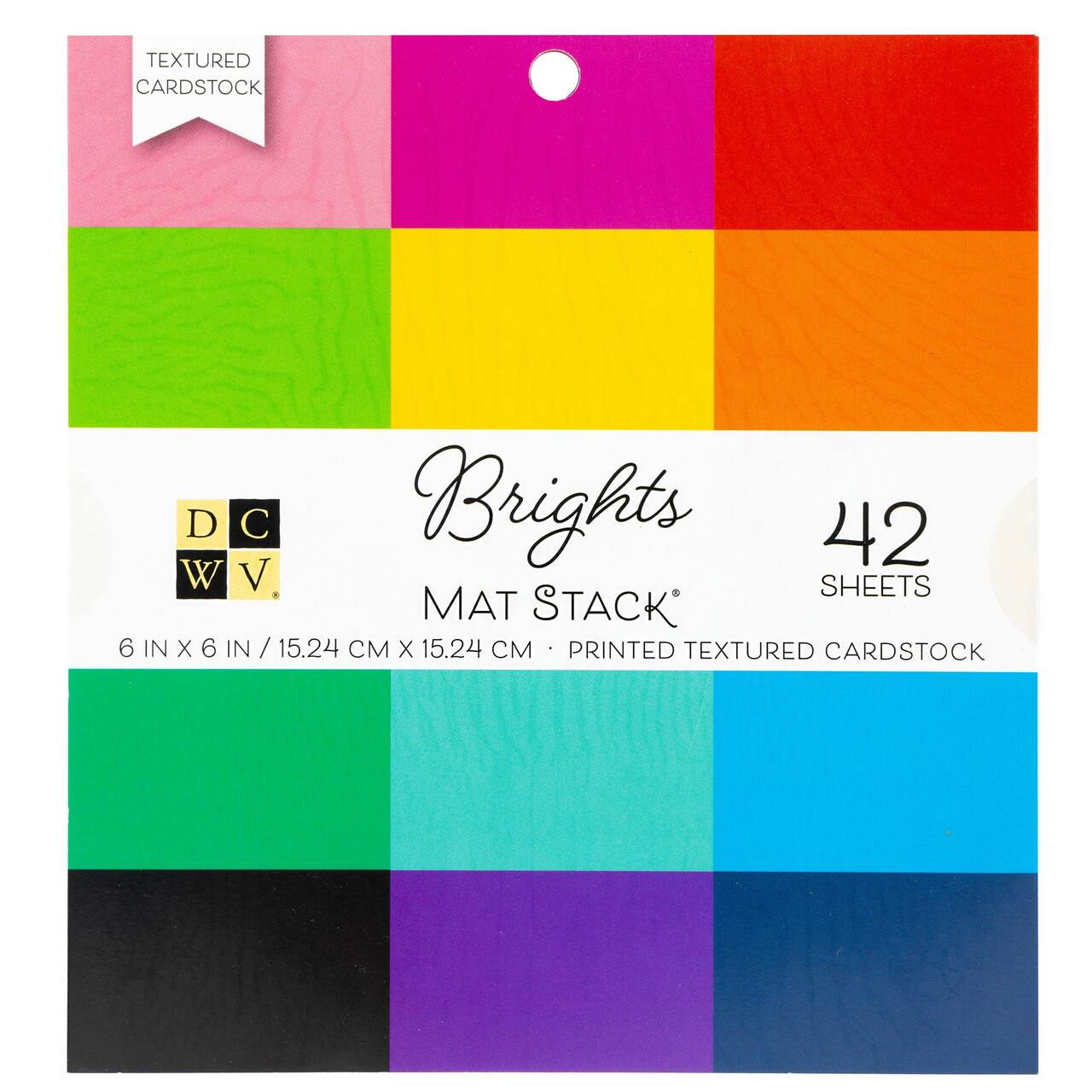 DCWV® 6" x 6" Brights Textured Solid Single-Sided Cardstock Stack, 42 Sheets